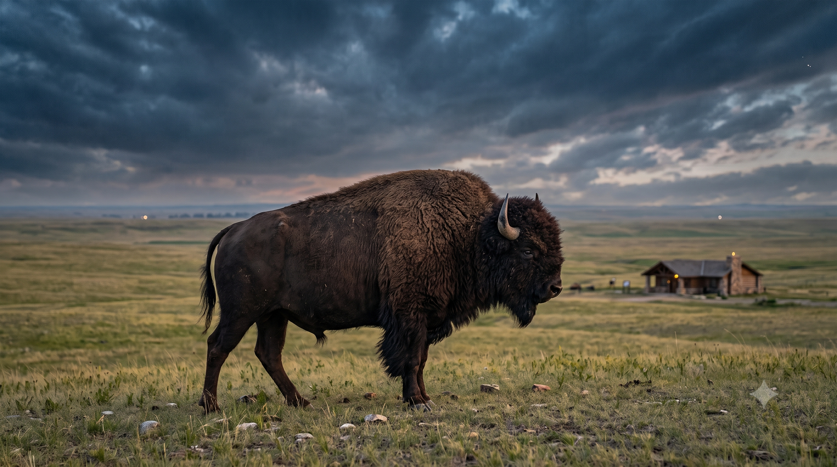 American Bison Standing on a Prairie
