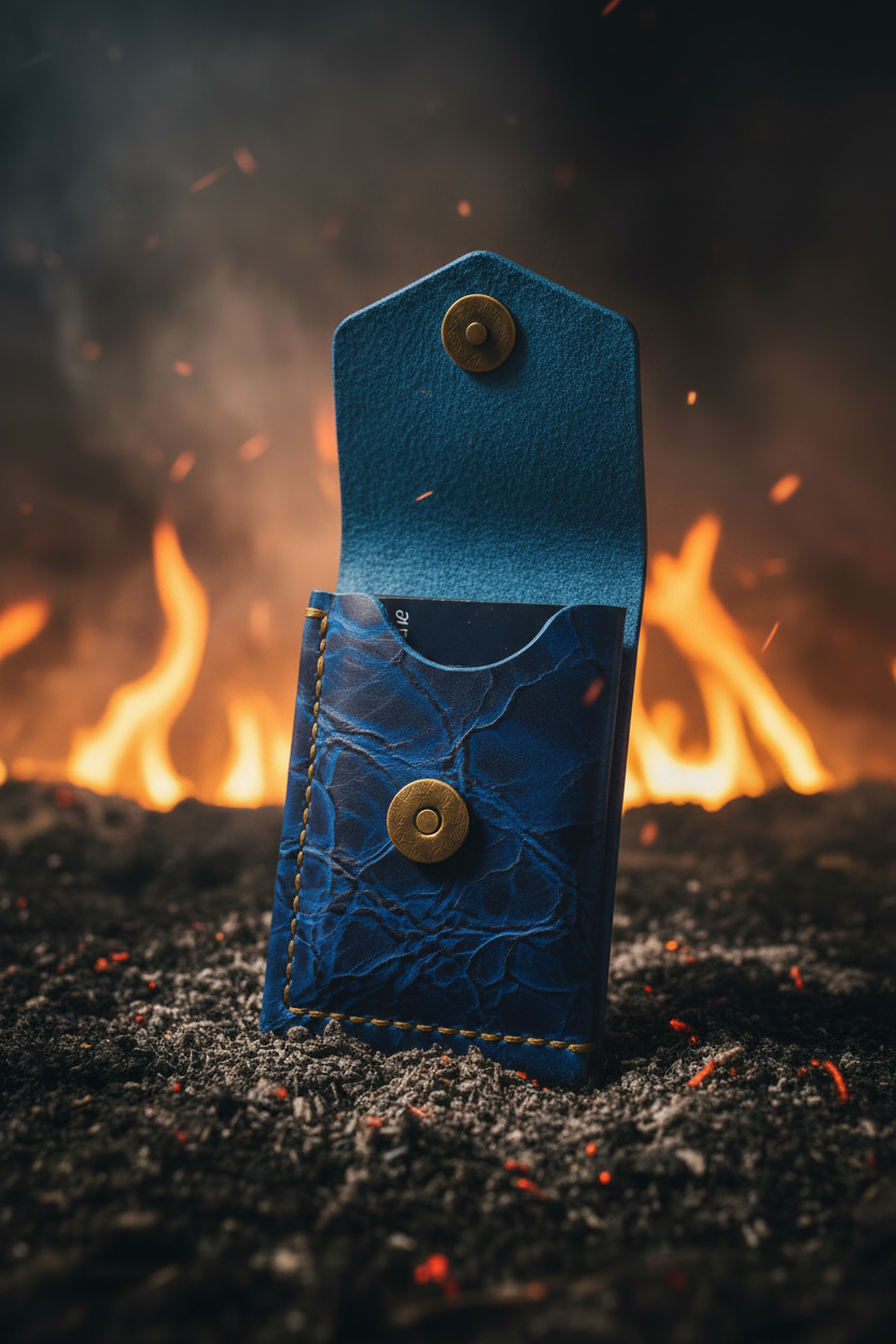 Blue Wallet Open Flap Fire Shot